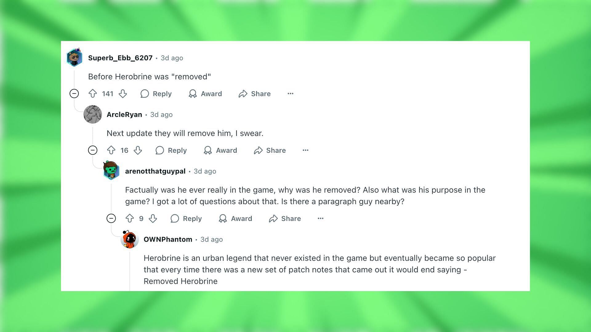 Redditors react to the creepy image in Minecraft (Image via Reddit)
